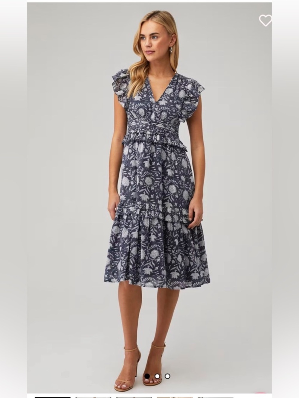 NWOT Cleobella Cherie Midi Dress in Charcoal Block Print Size Small